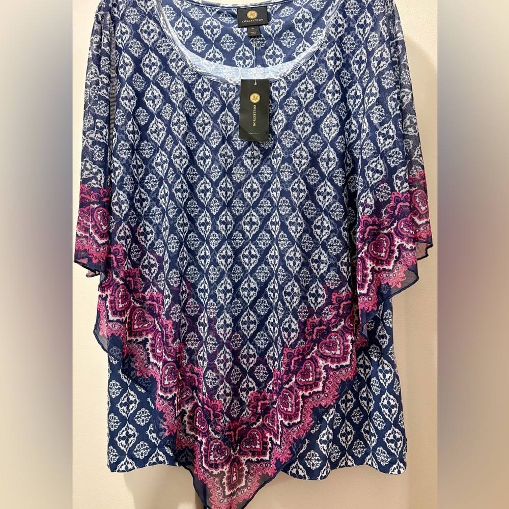 Elegant Blue and Pink Women's Top